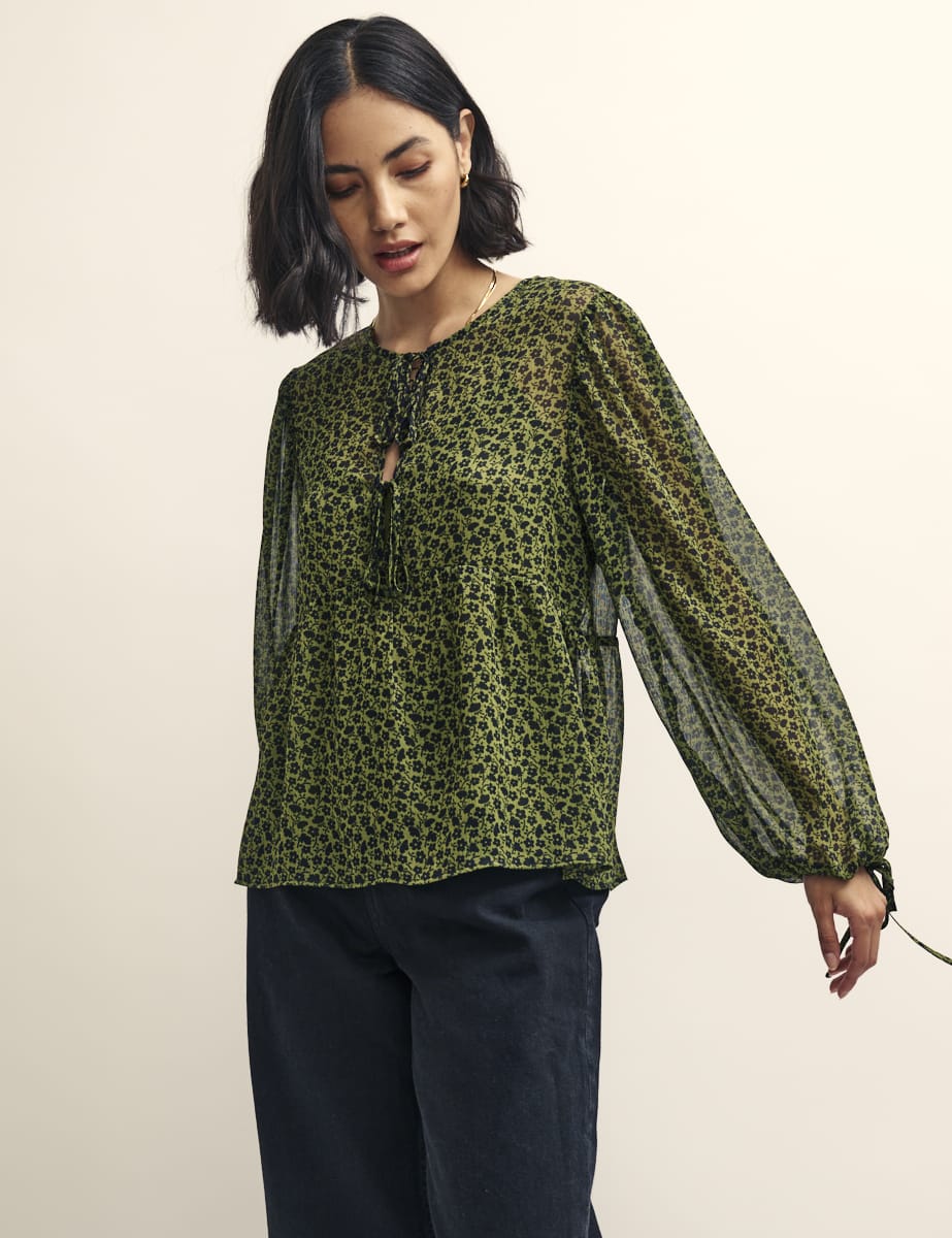 Green Floral Giovanna Blouse