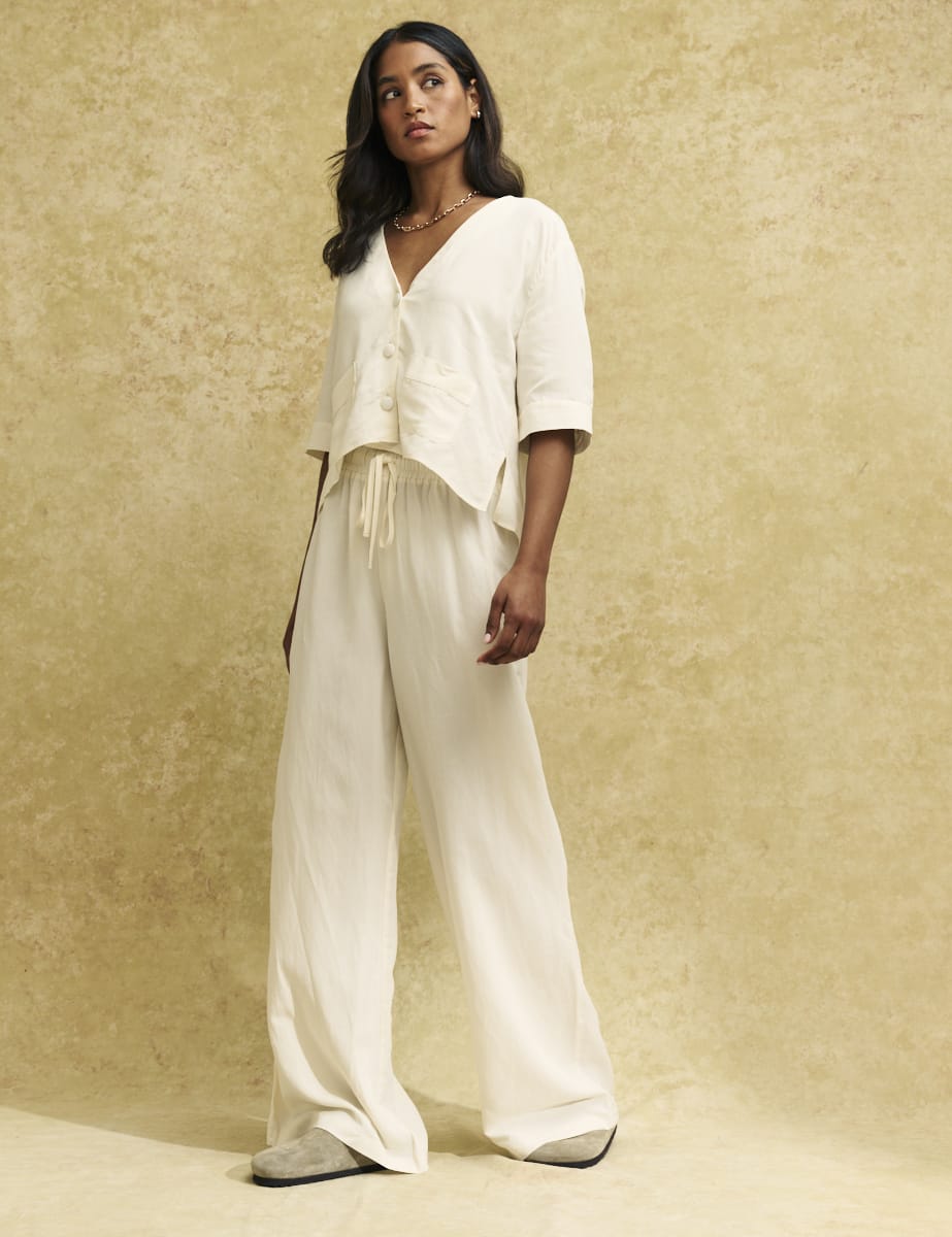 Cream Boxy Button Front Shirt