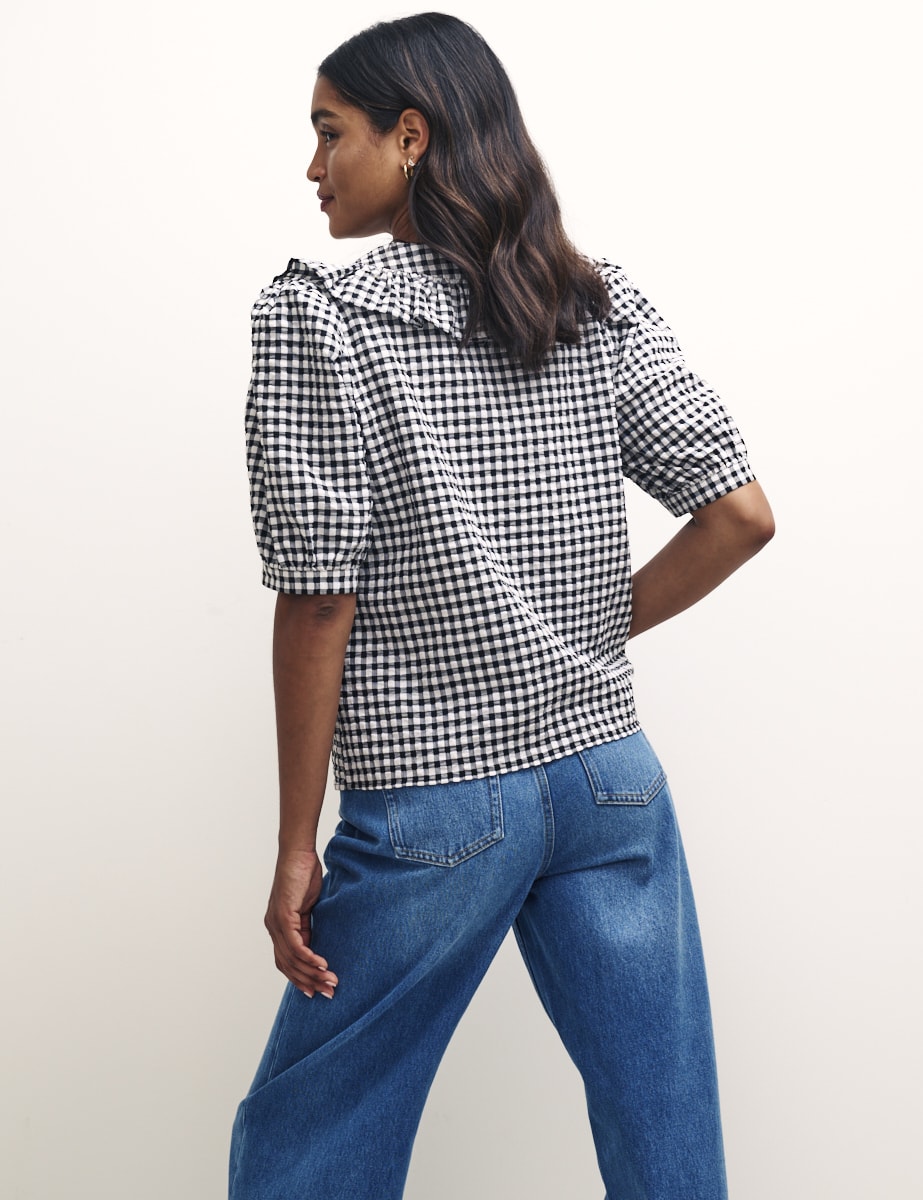 Black Gingham Check Yasmin Blouse