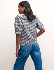Black Gingham Check Yasmin Blouse