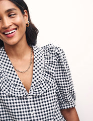 Black Gingham Check Yasmin Blouse