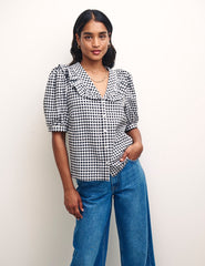 Black Gingham Check Yasmin Blouse