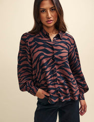 Tiger Print Button Down Shirt