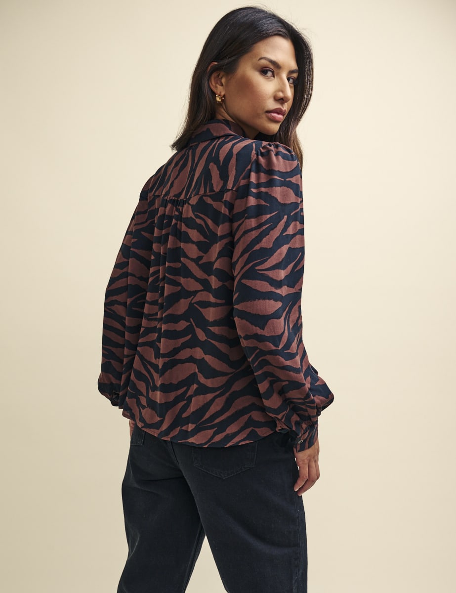 Tiger Print Button Down Shirt