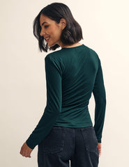 Green Ruched Long Sleeve Top