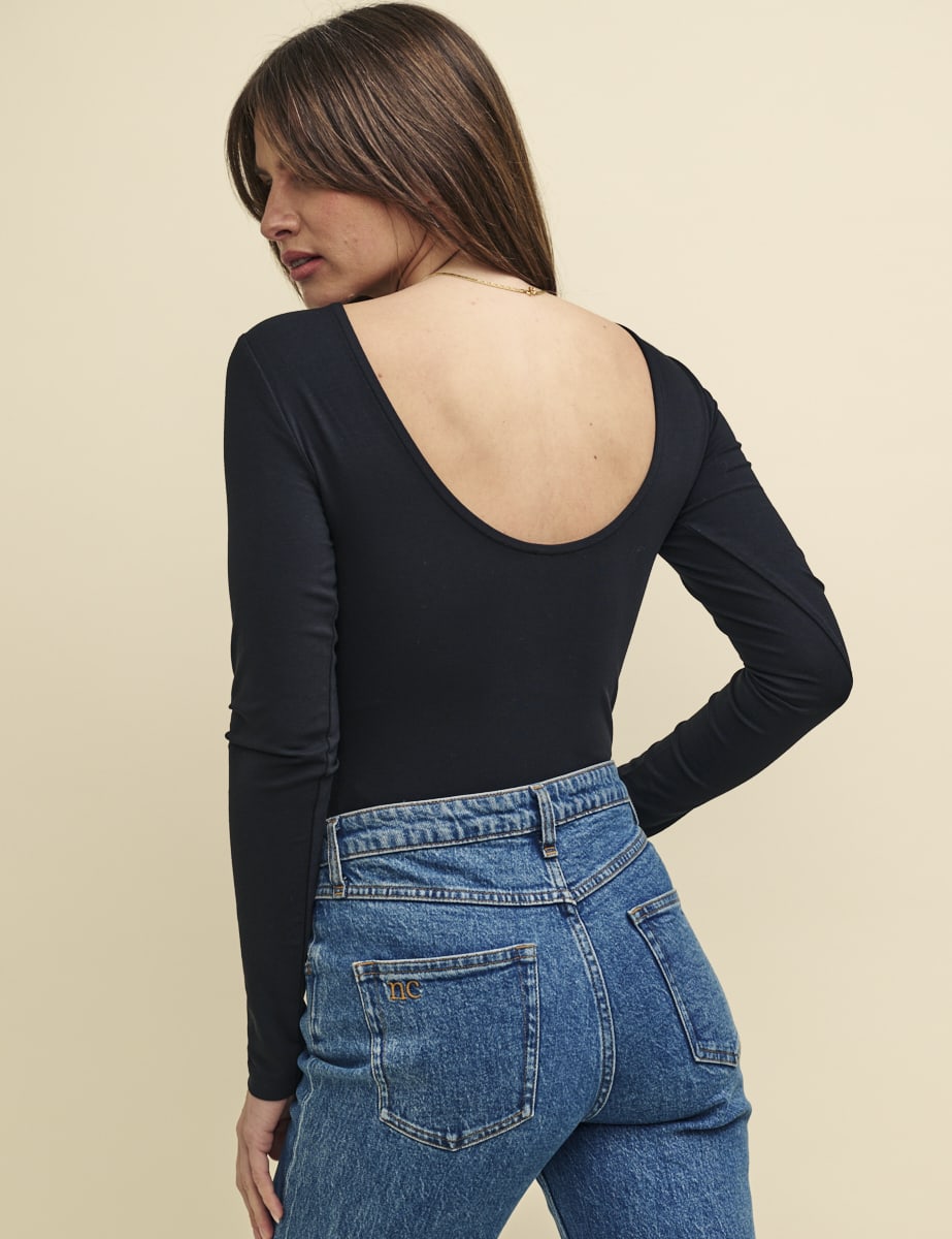 Black Scoop Back Bodysuit