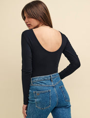 Black Scoop Back Bodysuit