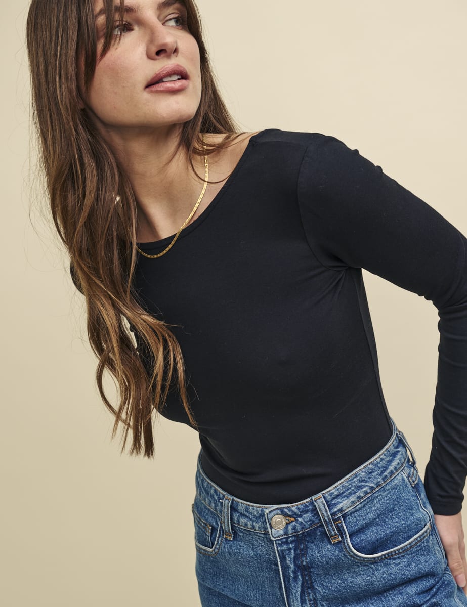 Black Scoop Back Bodysuit