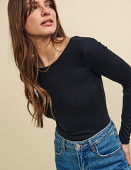 Black Scoop Back Bodysuit