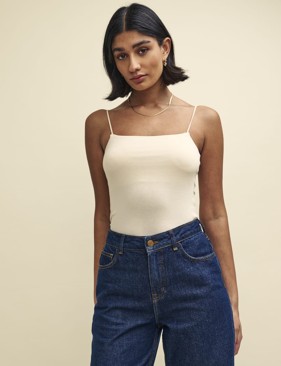 Cream Jersey Strappy Cami Top