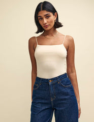 Cream Jersey Strappy Cami Top