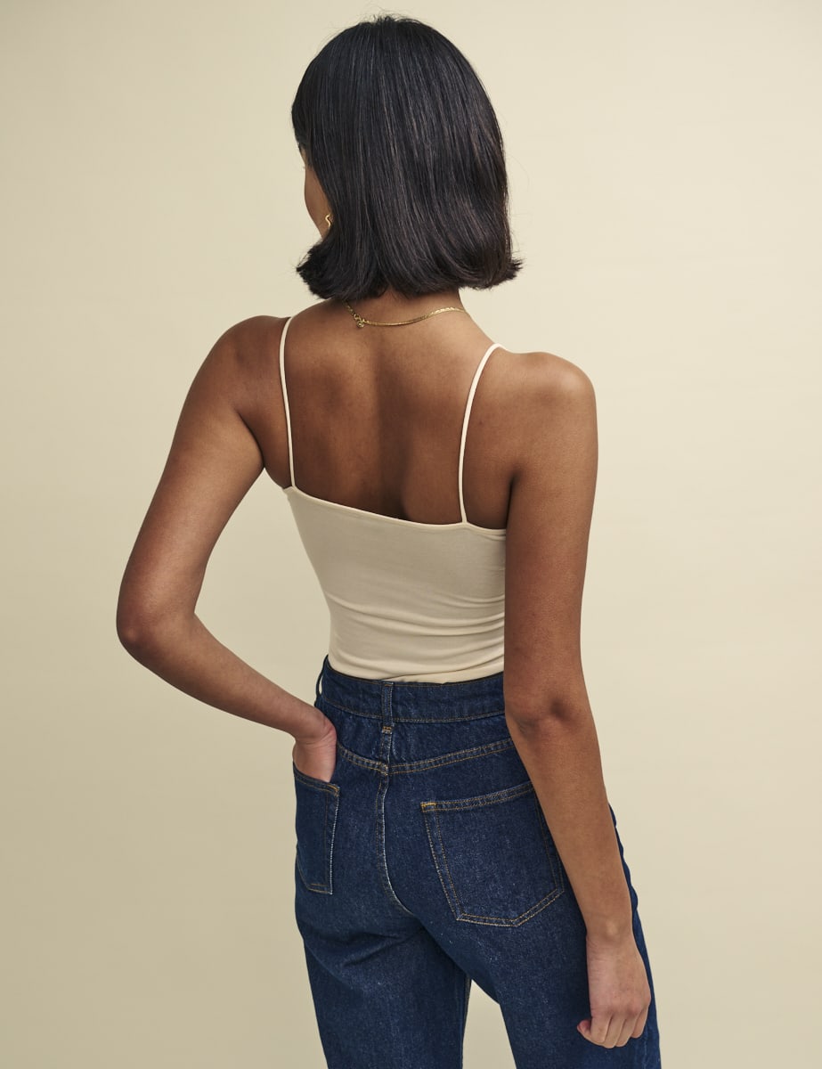Cream Jersey Strappy Cami Top