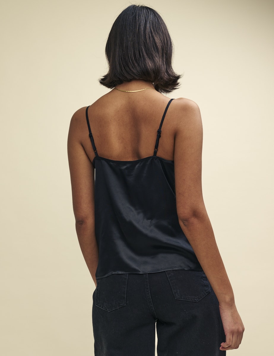 Black Lace Trim Cami Top