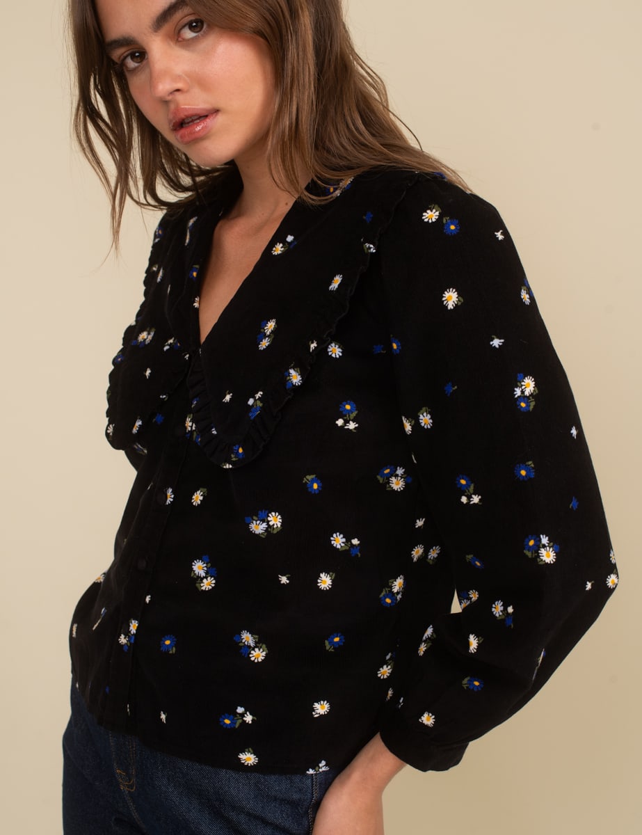 Black Cord Floral Emmie Blouse