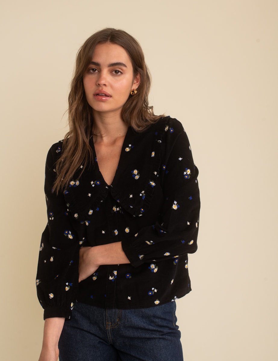 Black Cord Floral Emmie Blouse
