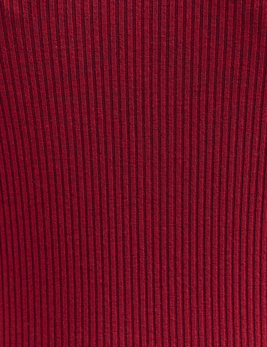 Dark Red Long Sleeve Slash Neck Top