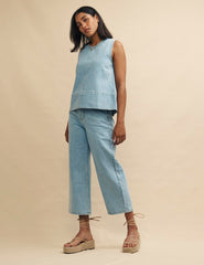 Blue Light Wash Denim Swing Top