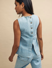 Blue Light Wash Denim Swing Top