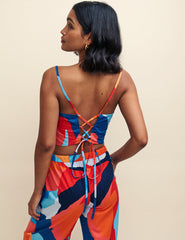 Abstract Print Tie Back Cami Top