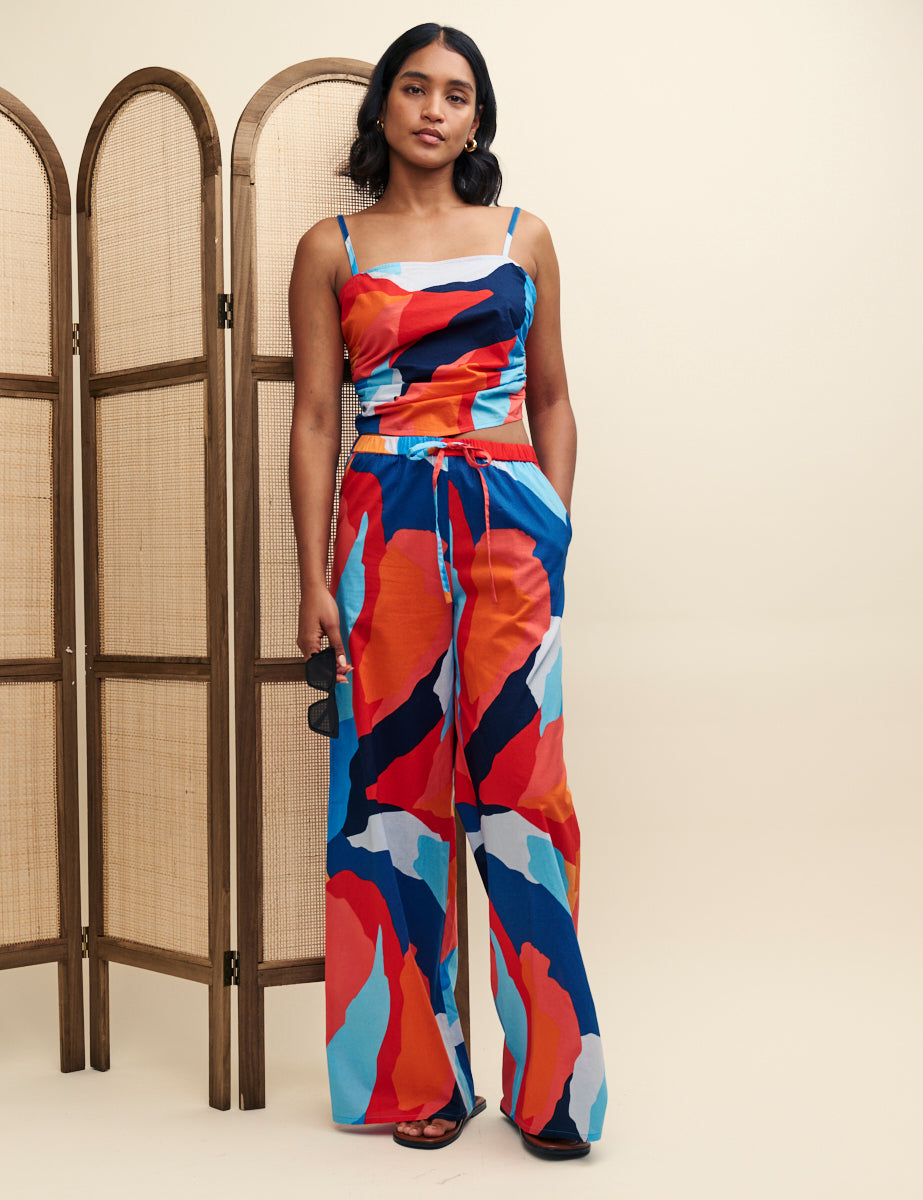 Abstract Print Tie Back Cami Top