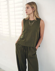 Khaki Green Swing Top