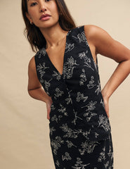 Black Floral Embroidered Bea Waistcoat