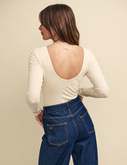 Cream Scoop Back Bodysuit