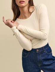 Cream Scoop Back Bodysuit