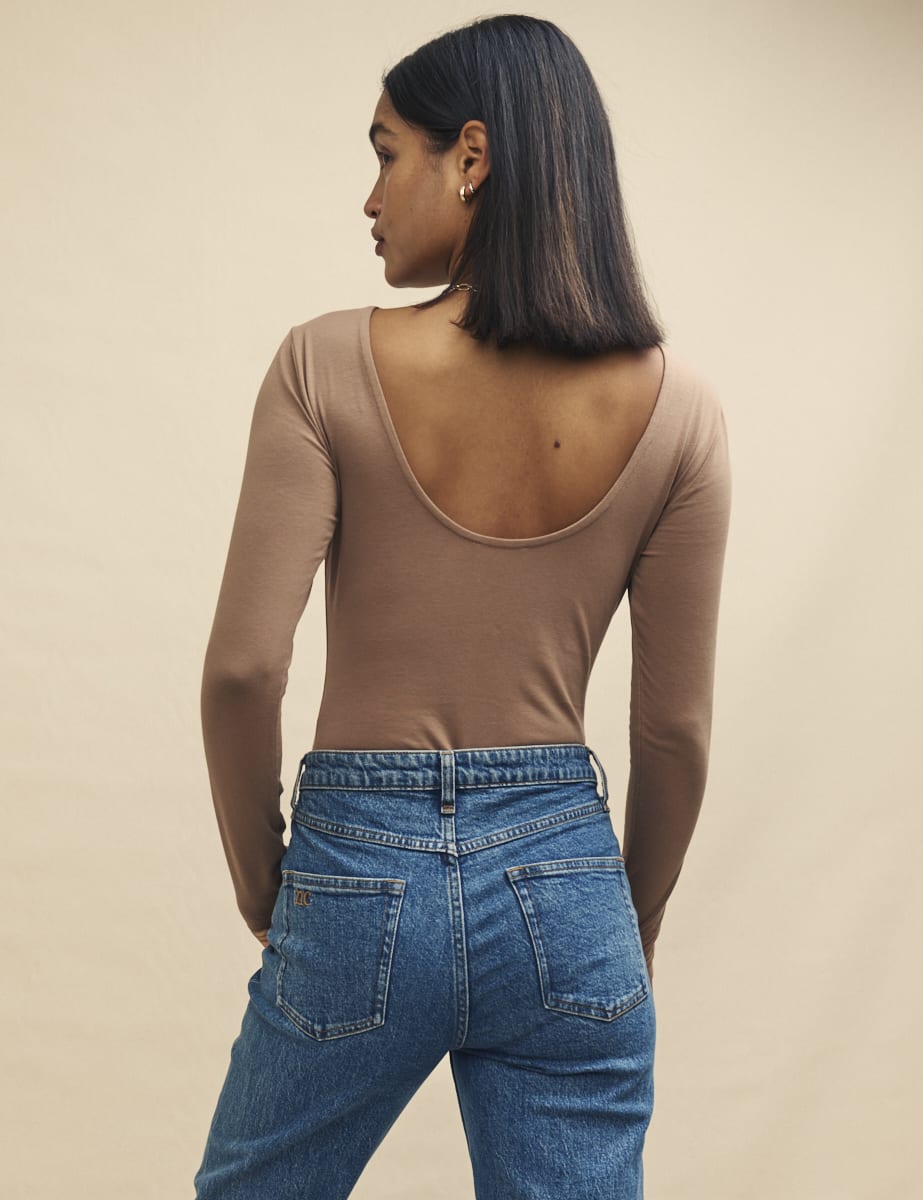 Brown Scoop Back Bodysuit