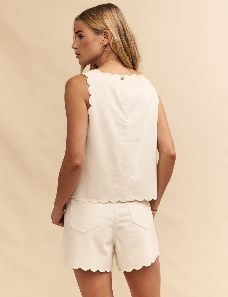 Fearne Cotton Cream Scallop Trim Top