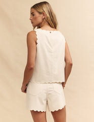 Fearne Cotton Cream Scallop Trim Top