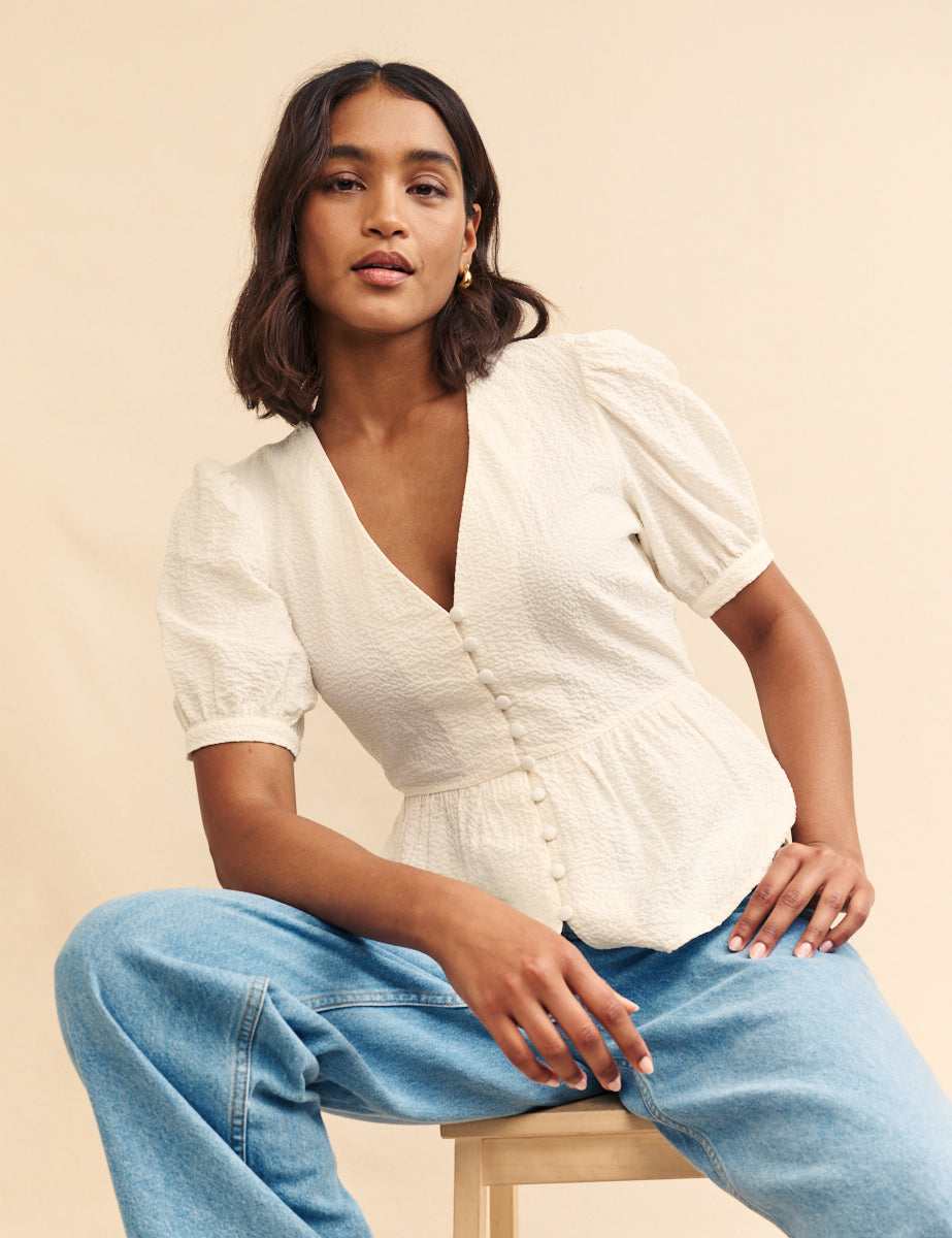 White Puff Sleeve Blouse