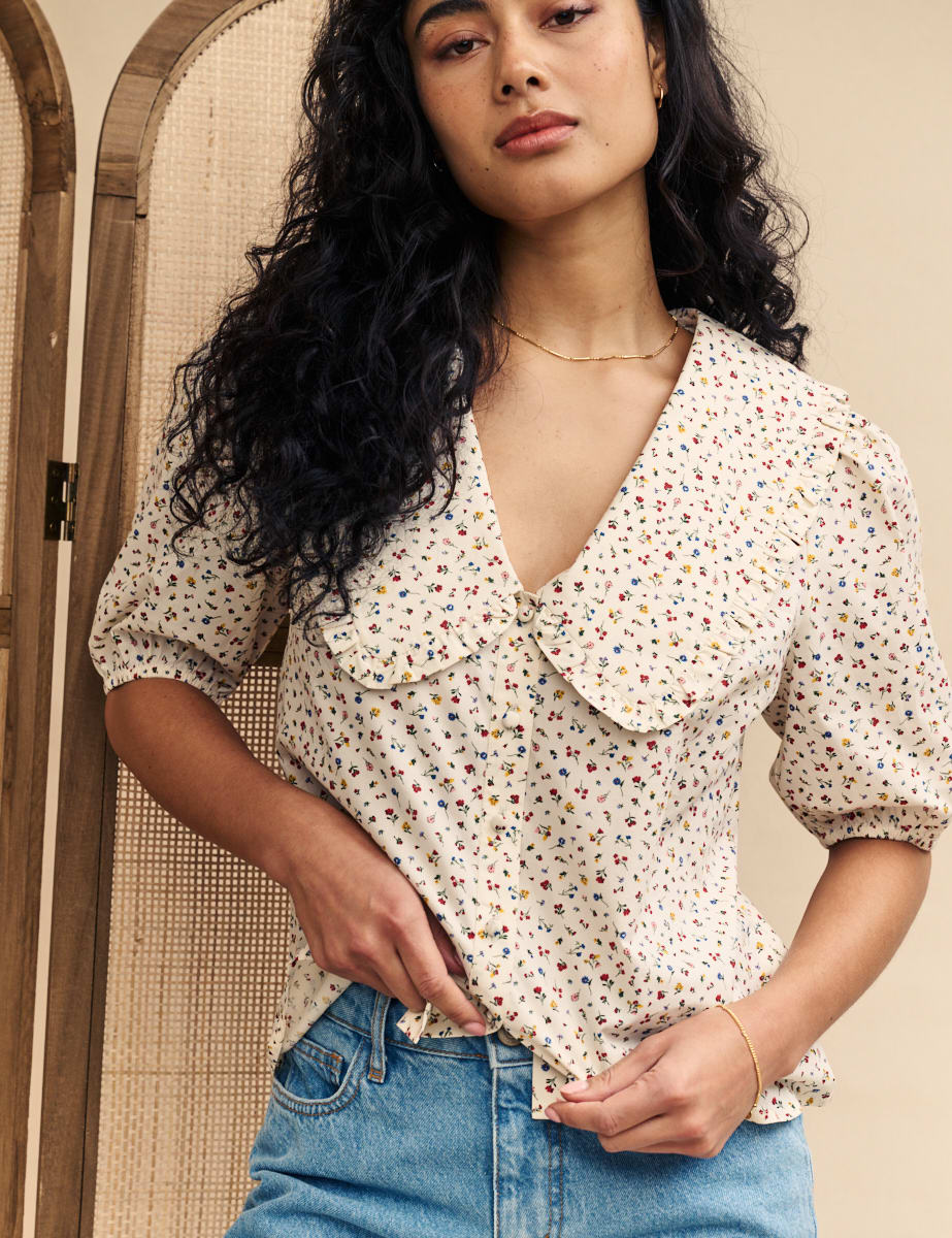 Cream Ditsy Floral Emmie Blouse