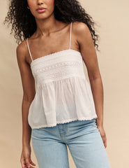 White Embroidered Detail Cami Top